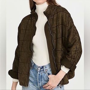 NWT Free People Dolman Quilted Knit Jacket Green Sz. M